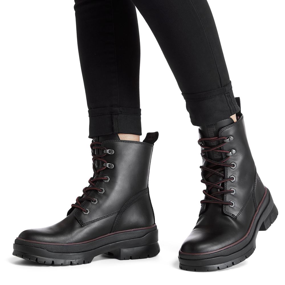 Botas Con Cordones Timberland Argentina Mujer - Malynn Ek+ Waterproof - Negras - PUTDZK-087